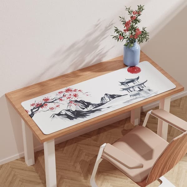Japansk kirsebærblomst hvit musematte (80 x 30 x 0,3 cm) Utvidet størrelse Mønster 3 Pattern 3