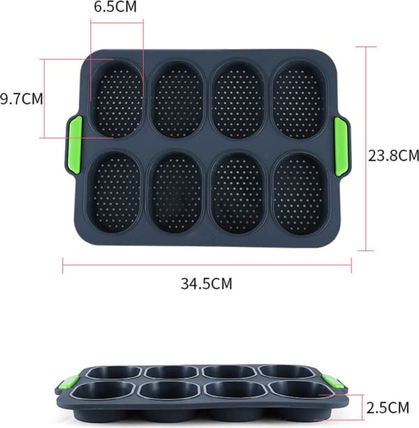 2 stk Mini Baguette Bageforme, Perforerede Non-Stick Bageforme