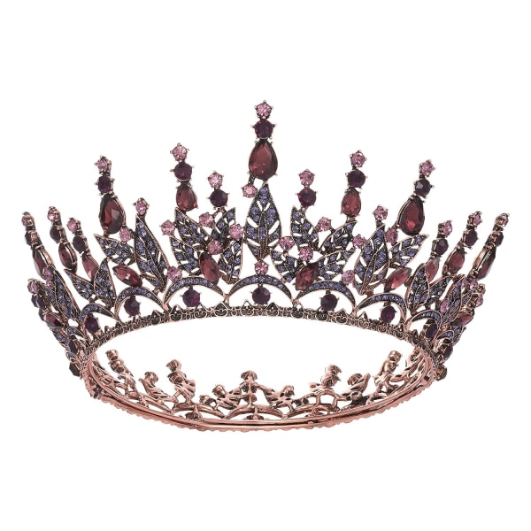 Gothic Queen Crown til kvinder, Rhinestone Wedding Crown, Dark Purple Tiara Crown, Goth hårtilbehør til Party Brithda