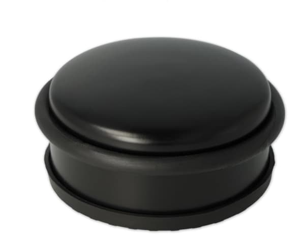 Sort dørstopper i rustfrit stål | Rund, vejer 1,2 kg | Diameter 10 cm, højde 4 cm