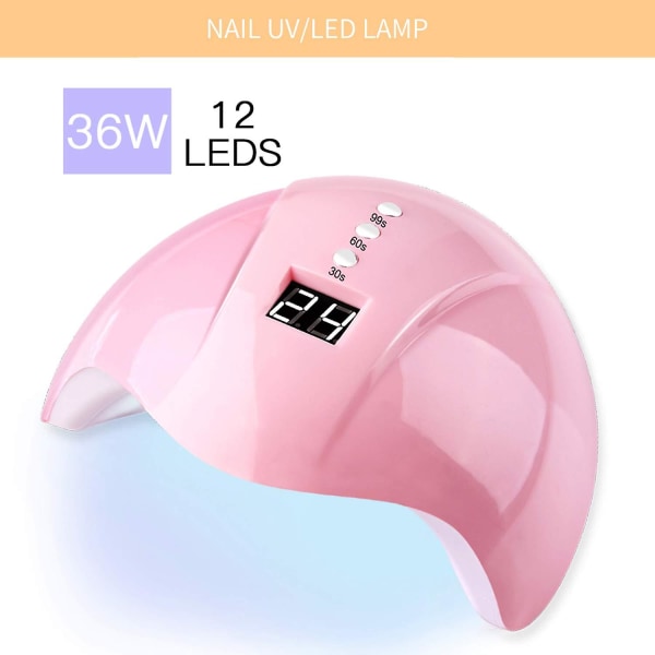 12 stk 36w Uv-neglelampe Startsæt Manicure Gel Neglesalon Sæt komplet til professionelle kunstnere eller begyndere