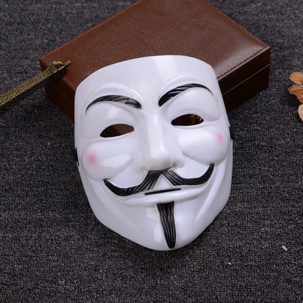 Hacker Mask V for Vendetta Mask for Kids Dame Menn Halloween Costume Cosplay Hvit 10stk