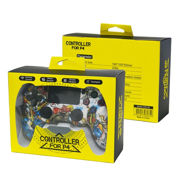 Trådløs kontroller kompatibel med PS4/Slim/Pro med dobbel vibrasjon/6-akset bevegelsessensor/lydfunksjon-FF-