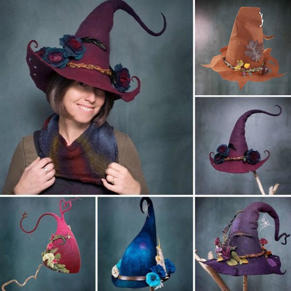 Kaunis tekokukka Wizard Hat Halloween Witch Hat Party Cosplay PropsBlue
