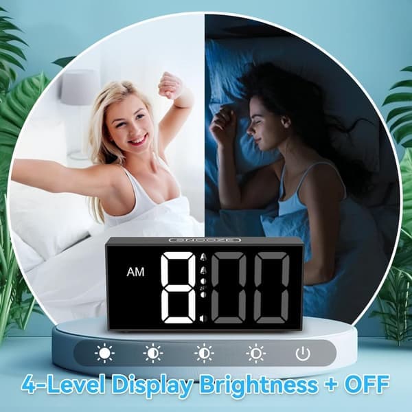 Powerful Vibrating Alarm Clock with Bed Shaker, Dual Alarms, USB Charger, Large Display, Easy to Adjust