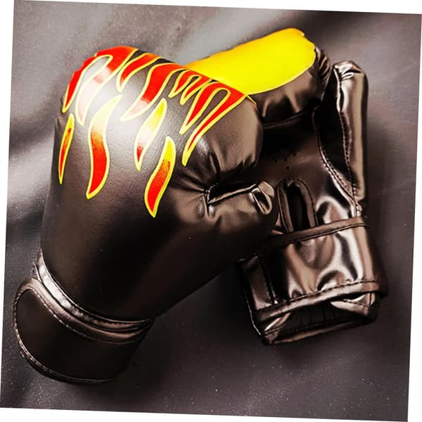 1 par Kickboxing børneboksehandsker til 3-8 år Fighting Bag Handsker Mænd Sort Flamme