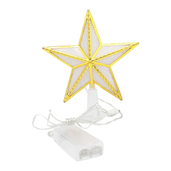 Christmas Tree Toppers 3D Plast Stjerner med LED-lys USB-batteridrevet Farmhouse Tree Top Lights Julefestpynt til hjemmet