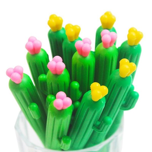 Cactus Black Ink Pens, 20st Set, söta Journaling Fun Bulk Gel Pennor För Barn Kontor Skolmaterial slumpmässig färg