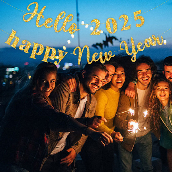 3 st Happy New Year 2025 Banner för Nyårsfest Skylt, Nyårsafton/Jul/Semesterfest Dekorationer Tillbehör