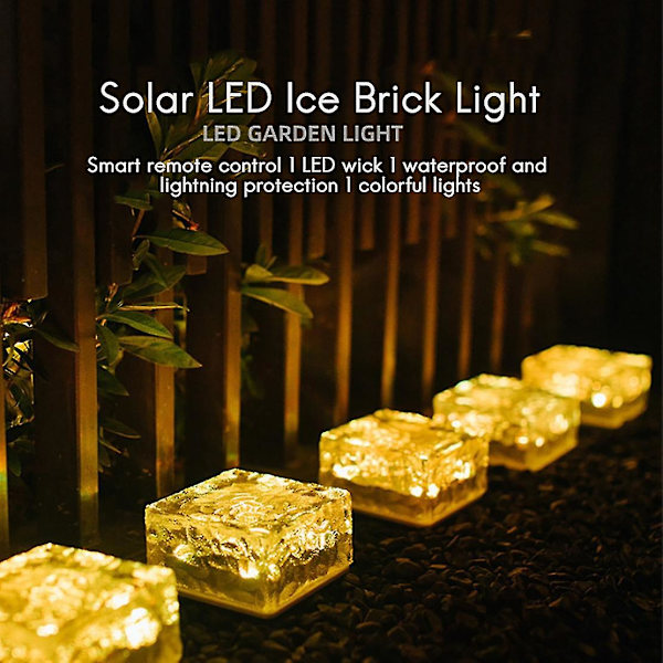LED-aurinkoenergialla toimivat jääpalan muotoiset neliövalot, väri vaihtuu, ulkokäyttöön, tiililamput, yhteensopiva puutarhan, pihan, polun, terassin ja portaiden kanssa