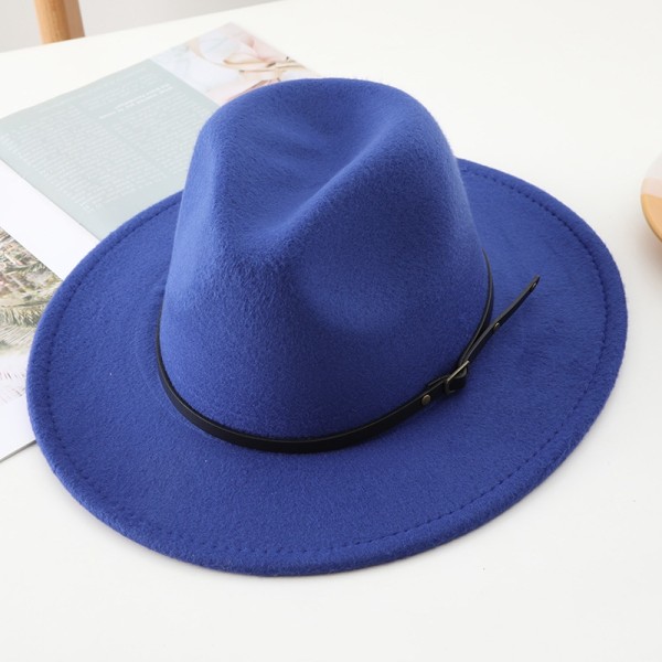 Retro hatt topp hatt vintage topp hatt Fashionabel topp hatt ylle tyg Jazz hatt Vintage topp hatt för höst vinterKunglig blå