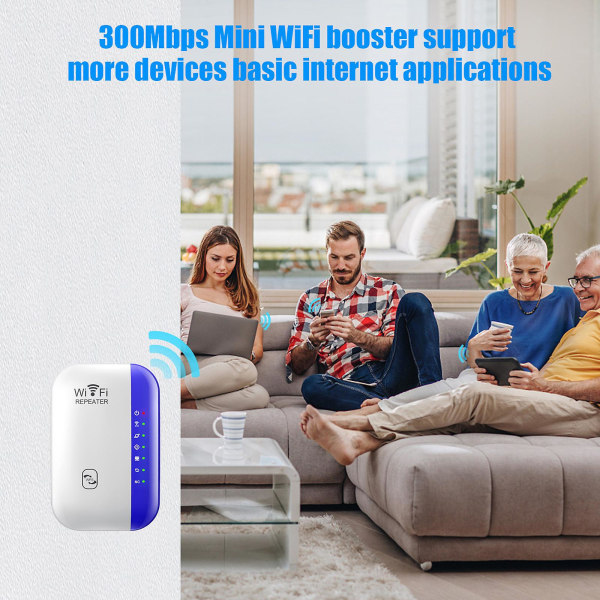 300mbps Mini Wifi Booster StøtteFlere enheter Grunnleggende Internett-applikasjonerBlueEU Blue EU