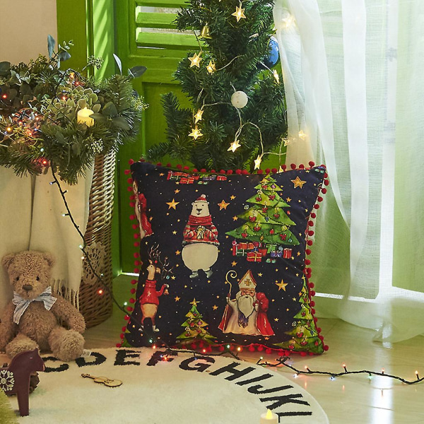Julkudde för festdekoration, bollformad med ränder, tomte, rosett, bondgårdskudde, soffkudde, sovrum, vardagsrum A