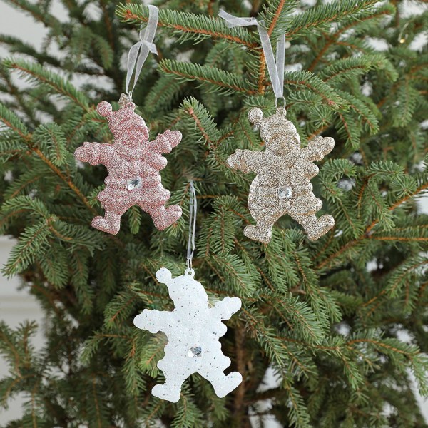 Julhängande Plast Snögubbe Ornament Julgran Nyårsgåva Rosa