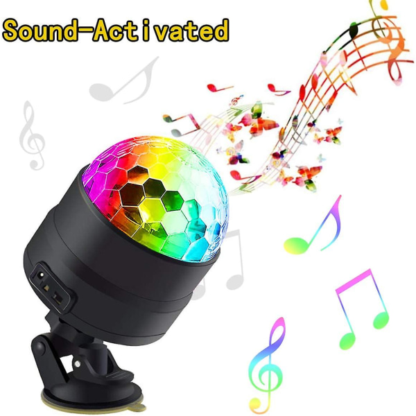 Disco Ball Party Lights - Bärbara roterande lampor | Ljudaktiverat LED-stroboskopljus | 7 färger med fjärrkontroll och USB kontakt | För bil, hem, rum, parti