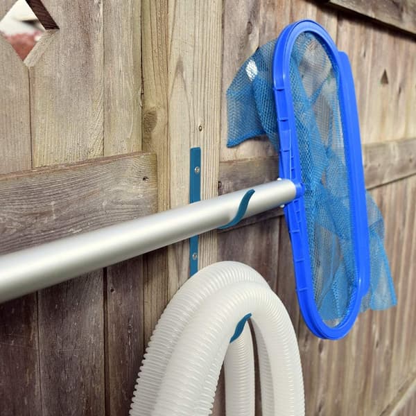 2-pak Poolstangholder Premium Blå Aluminium, Perfekt til Ho