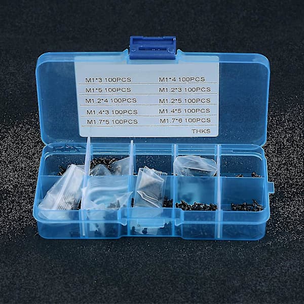 1000 Pieces Small Screws M1 M1.2 M1.4 M1.7 Phillips Countersunk Tapping Screws, Self-Tapping Screw Assortment Kit with Box