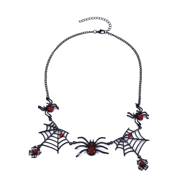 Spindelvävsberlockhalsband Statement Halsband Kvinnor Flickor Cosplay Svart