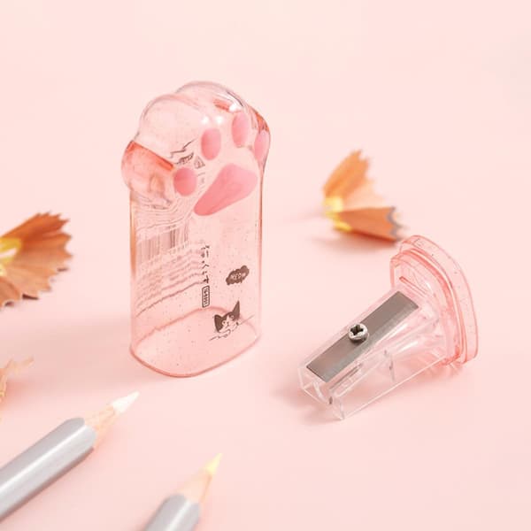 4 søde Kawaii kattepote manuelle blyantspidsere til og studerende
