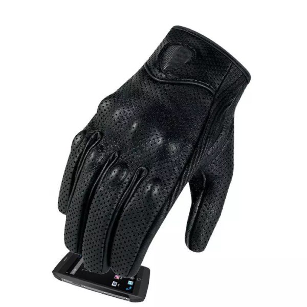 Motorcykelhandskar Full Finger Hållbar för racercykel Sommar Vår Powersports Support Pekskärm Svart-XL