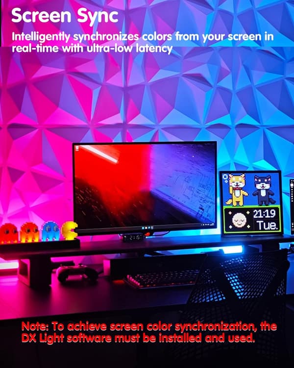 LED Light Strip for Computer Monitors, USB Compatible, Windows and Mac OS (27 inch, Four Sides) [Energy Class F]