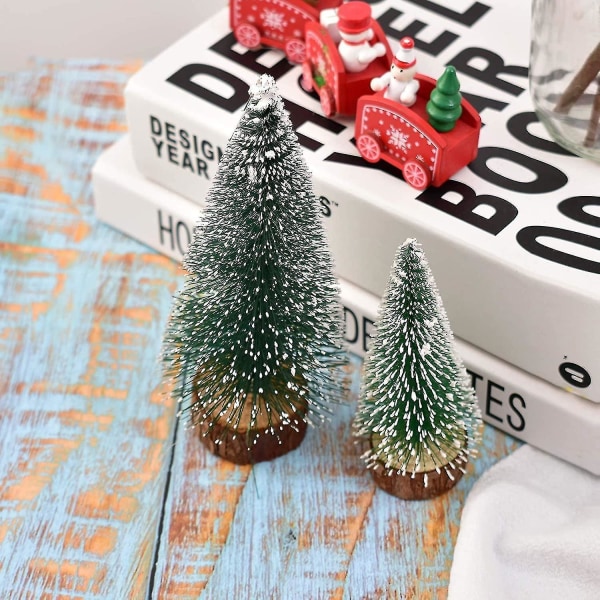 Mini Sne Frost Træer Mini Juletræ Plast Vinter Sne Ornamenter Bordplade Træer Til ferie Fest Gør-det-selv Værelsesindretning Hjem Bordplade Jul