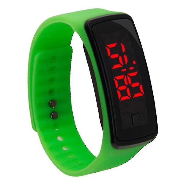 Led Elektronisk Klokke Barn Utendørs Armbåndsur Menn Dame Digital Klokke Silikonbåndklokke (grønn)