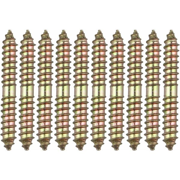 10 stk. møbelfastgørelsesskruer - M8 x 60 mm dobbeltsidet hoved - træ til træ