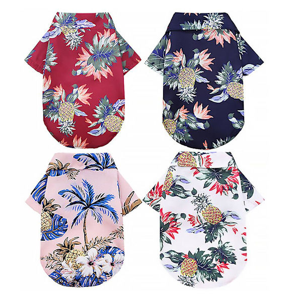 4 stk. Hawaiiansk Hundeskjorte Sommer Sweatshirts Kæledyrsskjorte Cool Åndbart Hundetøj S