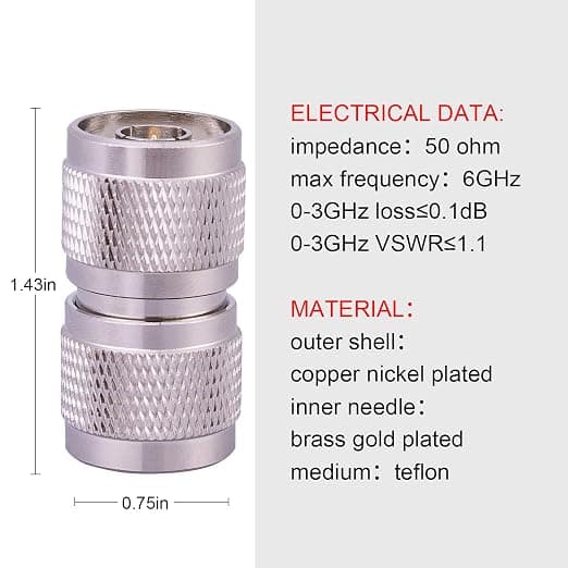 N-hannkontakt N-Type hann til N-Type hann adapter koaksialtilkobling