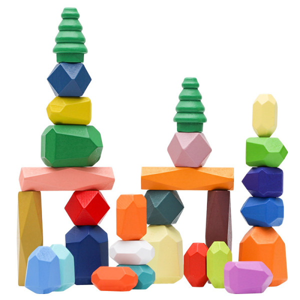 38ST Toddler trästapling byggstenar Montessori leksaker för 1 2 3 4 5 6 år gamla flickor Pojkar Förskola Utbildning