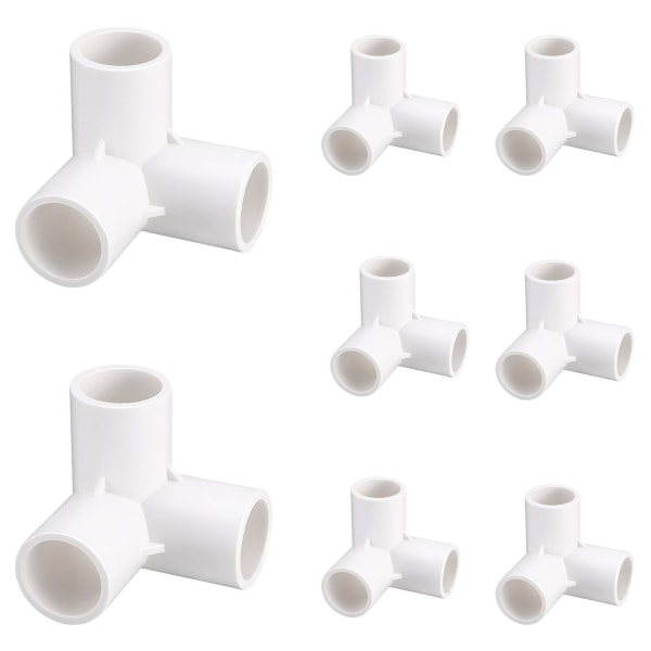 8 stk. PVC-rørforbindelser 3-vejs albuefittings til PVC-møblerørfittings Drivhusrammetelt C