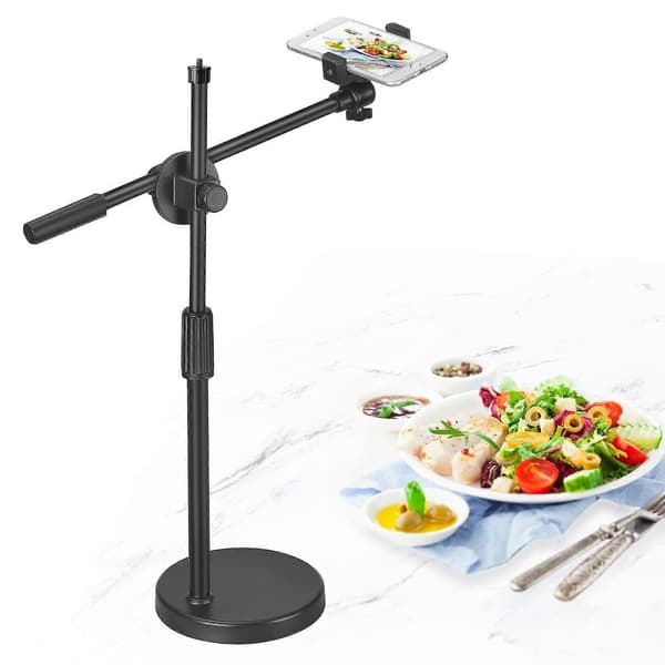 Adjustable Cell Phone Holder, Adjustable Height and Angle with Stable Round Base, Perfect (36-52 cm)