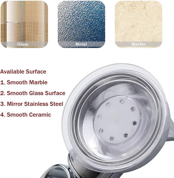 Adjustable Shower Head Holder with Suction Cup 360 Degree Rotation Wall Mount Bracket 2 Pieces