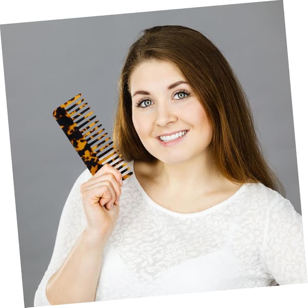 Wide Tooth Comb Set 2 Pcs Marble Pattern Acetate Detangling Combs for Men and Women
