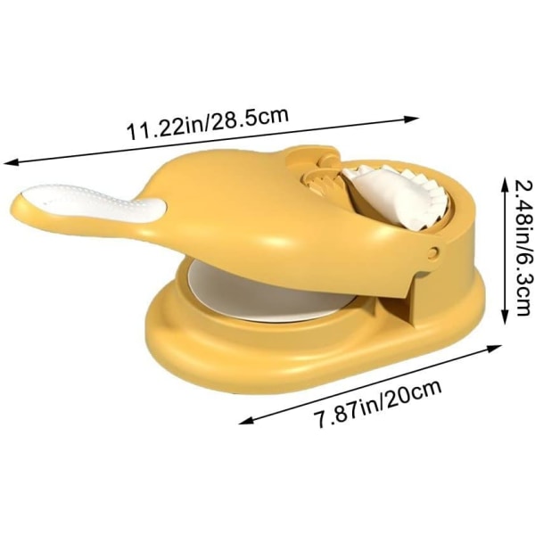 Gul 2-i-1 Dumplingtillverkare Dumplingform Manuell Dumplingomslagspress Dumplingtillverkare Hushållsmatlagningsverktyg