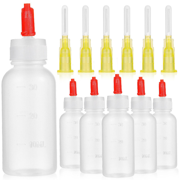 6 set pressflaskor Vätskor Gör-det-själv precisionsspetsflaskor Applikatorlimflaskor Pressutmatningsflaskor