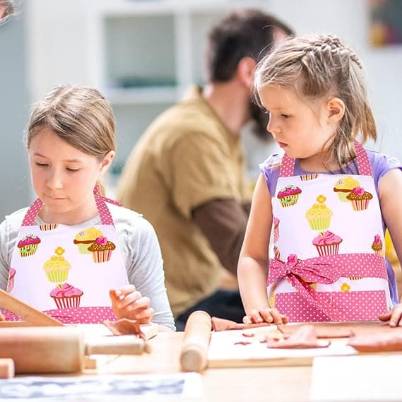 Bomuldsforklæder til voksne piger (Pink), Cupcake-mønstret forklæde til
