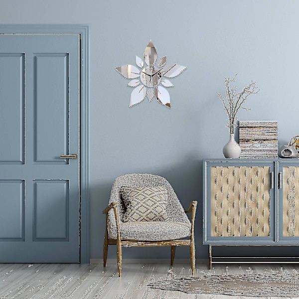 Väggklocka i spegelakryl, enkel sida, modern stil, väggklocka i kvarts, heminredning