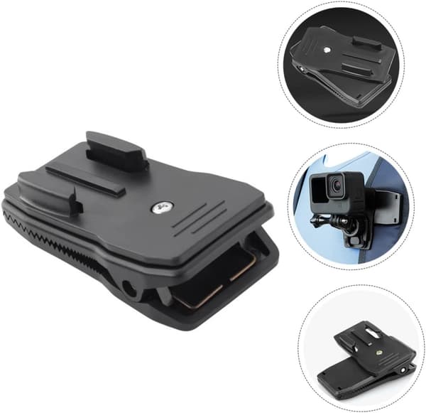 360° Rotating Camera Clip for Backpack Action Camera Shoulder Strap Strong Clamp for Hiking