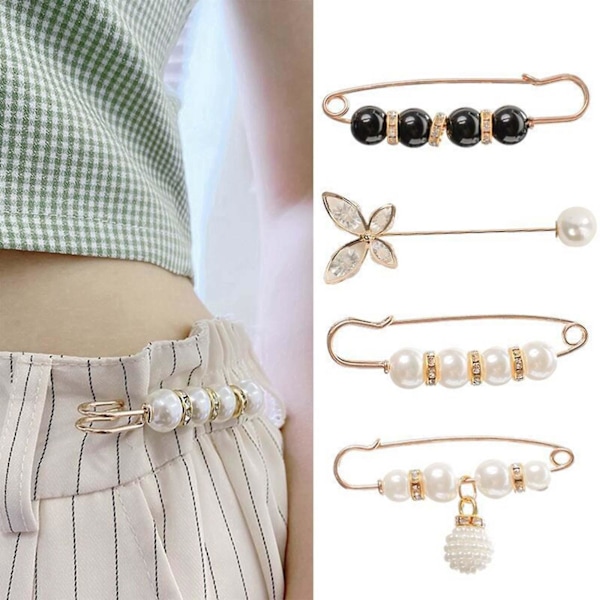 4 kpl Anti-light Pearl Brooch Elegant Diamond-encrusted Pin Vyötärö Solki Meal Prep Container Meal Cont