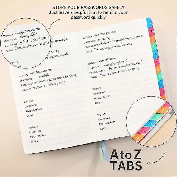 HA~Password Book with Alphabetical Tabs for Seniors, Password Notebook for Internet Websites