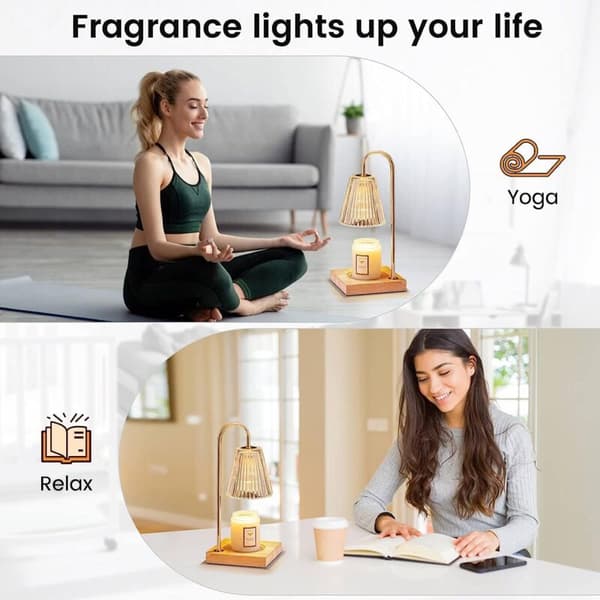 Electric Candle Warmer. Lamp with Timer and Dimmer for Atmosphere. Elegant and Modern Warmer (Champagne) [Energy Class G]