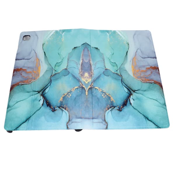 Tablet Cover for Tab A7 T220 T225 Green Marble Pattern Multiple Angles Protection PU Leather Tablet Cover