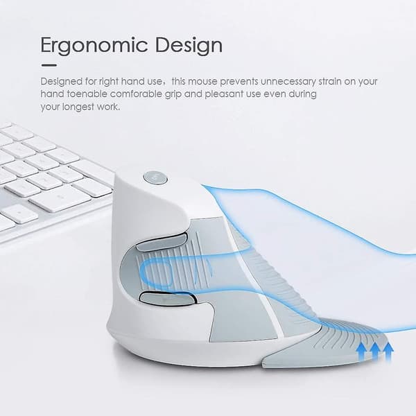 Vertical Mouse, Wireless Ergonomic Mouse, 3 Adjustable DPI (800-1200-1600 DPI), 6 Buttons, Detachable