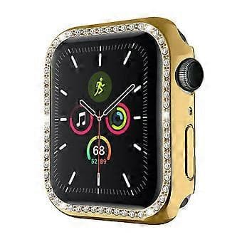 For Apple Watch Series 9/8/7 41mm Shiny Rhinestone PC Smart Watch Case Protective Frame