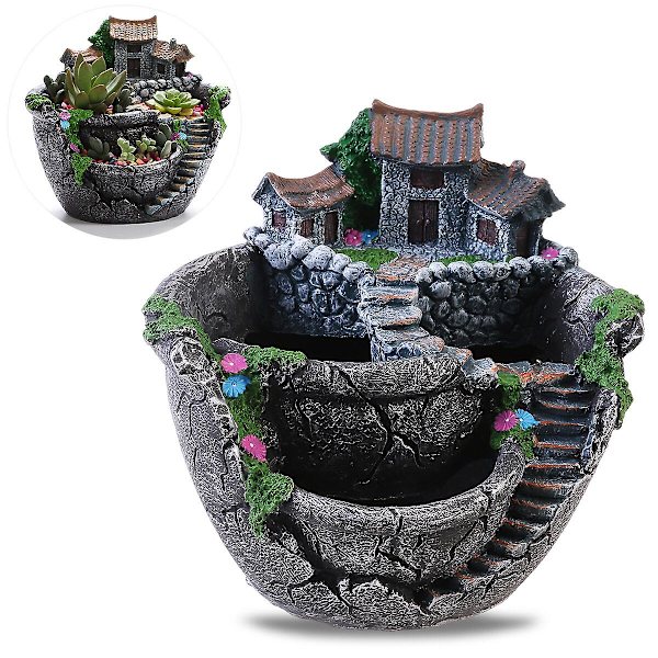 Blomsterpotter Have Plantepotte Hus Mikro Landskab Sukkulent Plante Planter Potte Blomsterplanter Sukkulent