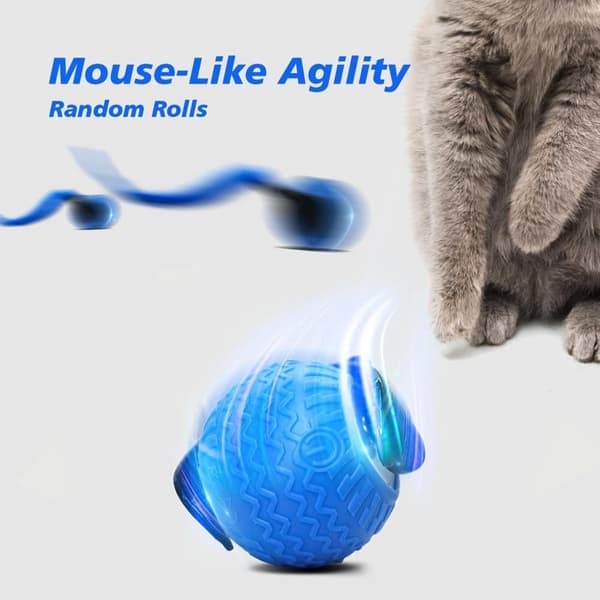 2-pack Interactive Cat Toy - Automatic Rolling Ball with Tail, 360° Movement, Two Speeds