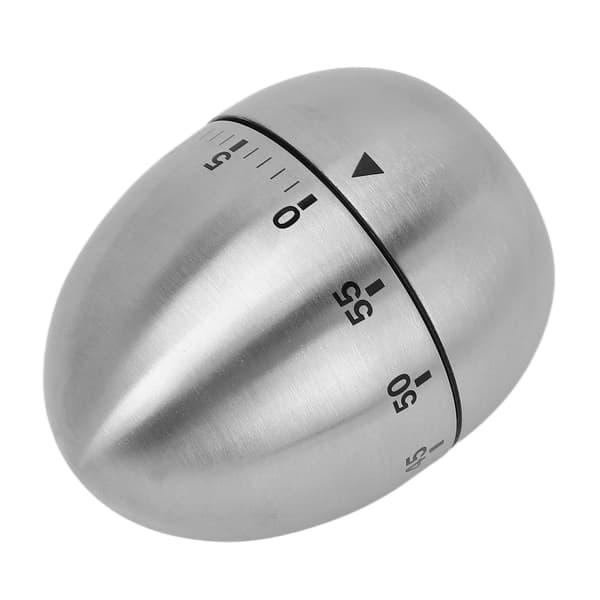 Mechanical Egg-Shaped Timer with Transparent Scale, Stainless Steel, Kitchen, Sauna, Time Reminder