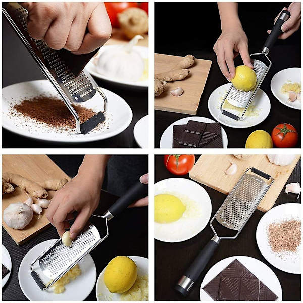 Kjøkkenost Rivjern Og Sitron Skrell - Skarp Rustfritt Stål Blad - Ergonomisk Tpr Håndtak - Lett Å Rive Eller Skrelle Sitroner, Appelsiner, Sitrus, Ost, Cho